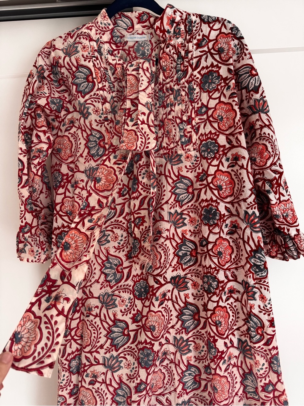 Floral Red & Cream block print dress